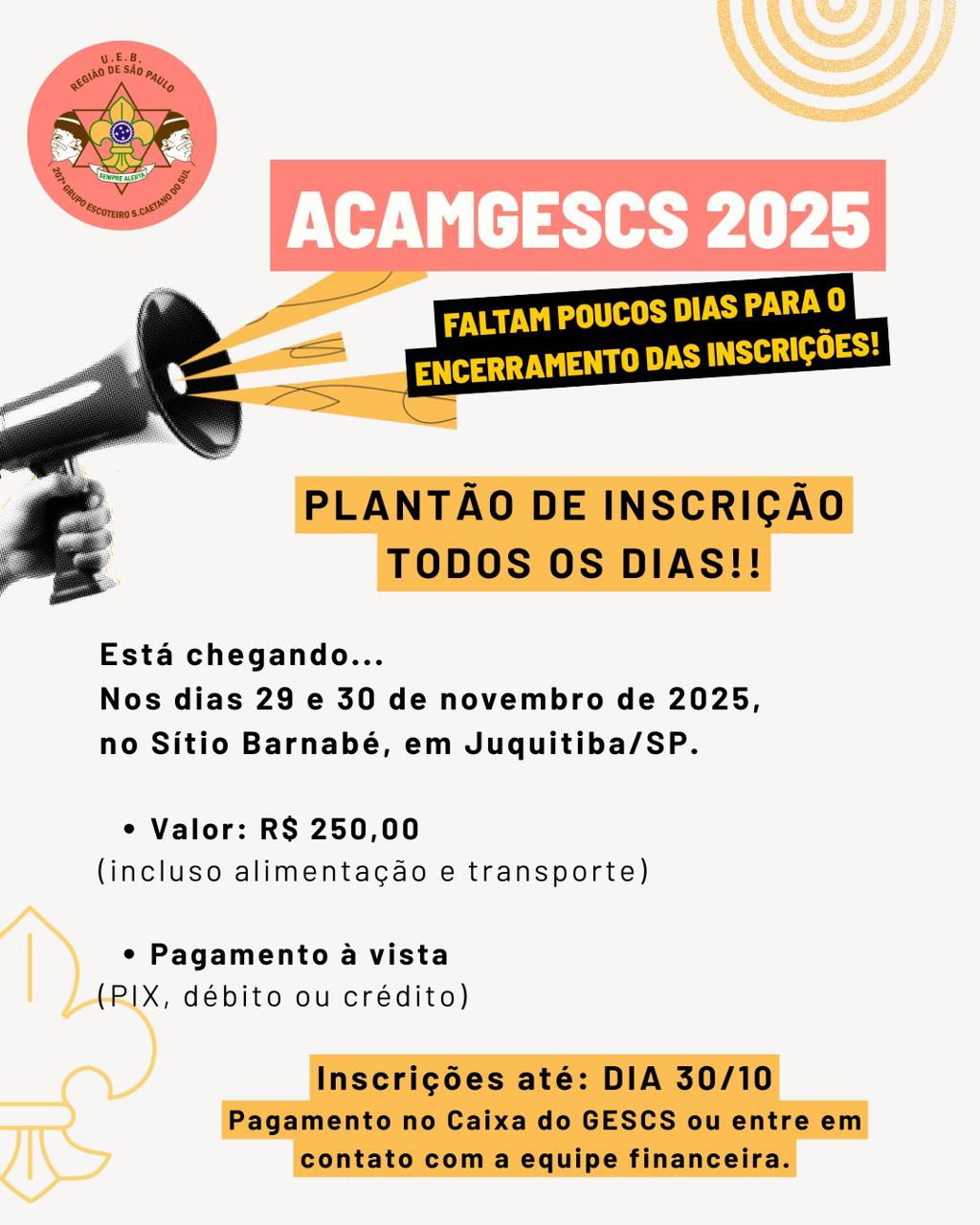 ACAMGESCS 2025 – ÚLTIMOS DIAS DE&nbsp;INSCRIÇÃO!