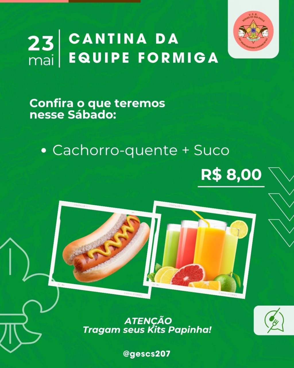 23 de maio tem Cantina&nbsp;GESCS