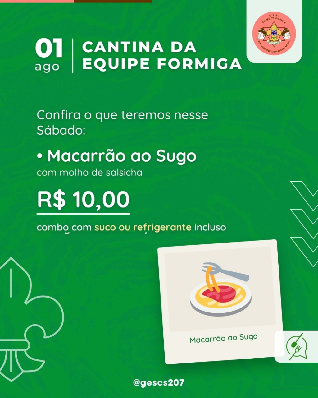 Volta do GESCS com&nbsp;Macarrão!